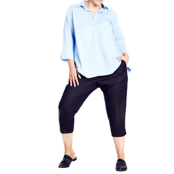 ISOLDE Roth Black Wide Cuff Crop Pant Size 24W NWT (Q02.5) - Picture 4 of 5